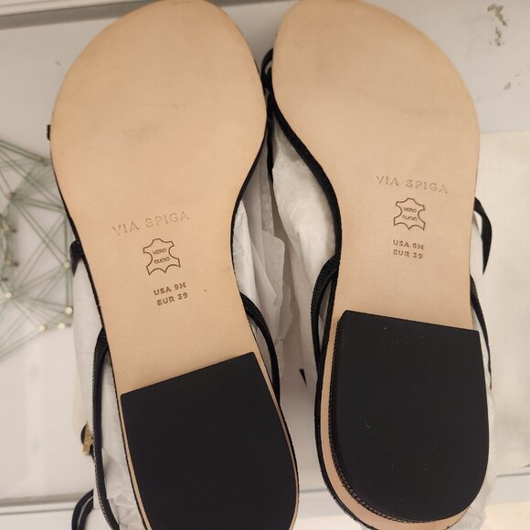 VIA SPIGA Black Croc Calandre Round Toe Leather Slingback Sandals. NIB. Size 9 - Picture 10 of 13